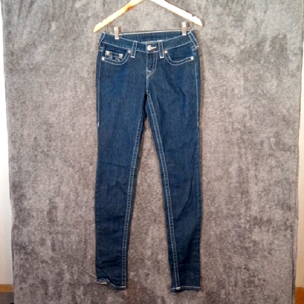 True Religion Stella White Contrast Skinny Low Rise Womens 28